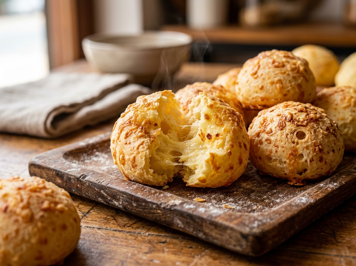 Chipá casero con queso recién horneado